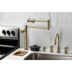 Concord KS4703DX Single-Hole Deck Mount Pot Filler, Antique Brass