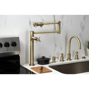 Concord KS4703DX Single-Hole Deck Mount Pot Filler, Antique Brass