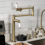 Metropolitan KS4703PL Single-Hole Deck Mount Pot Filler, Antique Brass