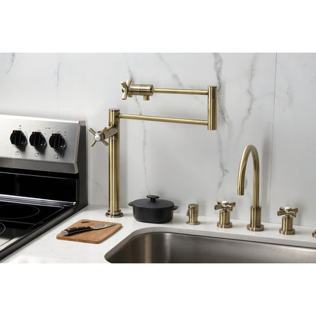 Millennium KS4703ZX Single-Hole Deck Mount Pot Filler, Antique Brass