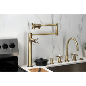 Millennium KS4703ZX Single-Hole Deck Mount Pot Filler, Antique Brass