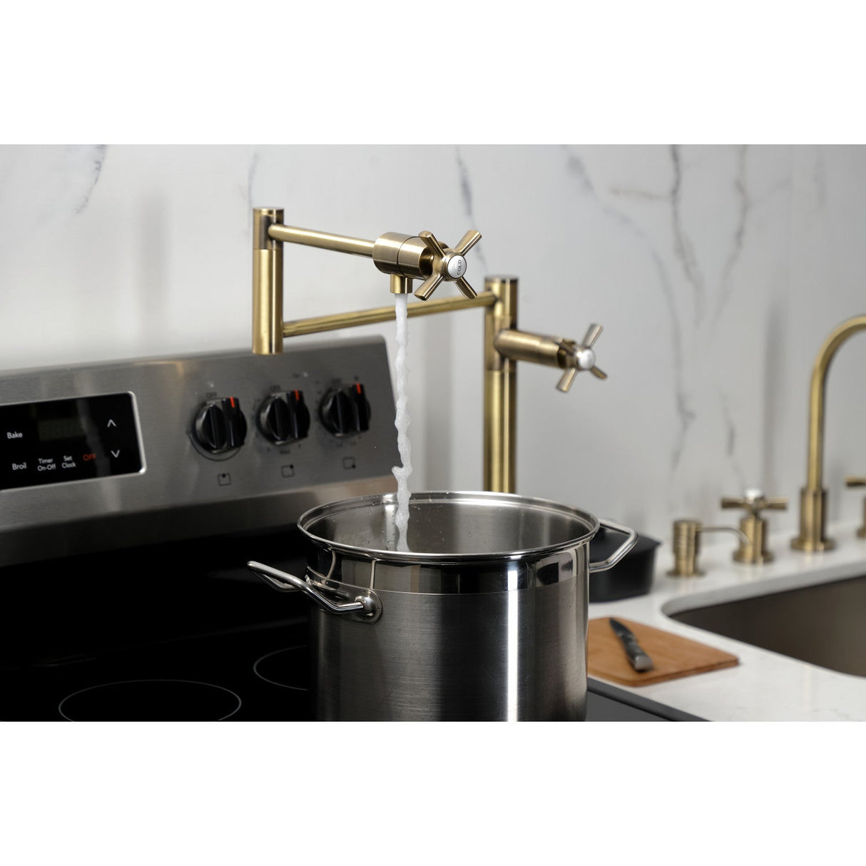 Millennium KS4703ZX Single-Hole Deck Mount Pot Filler, Antique Brass