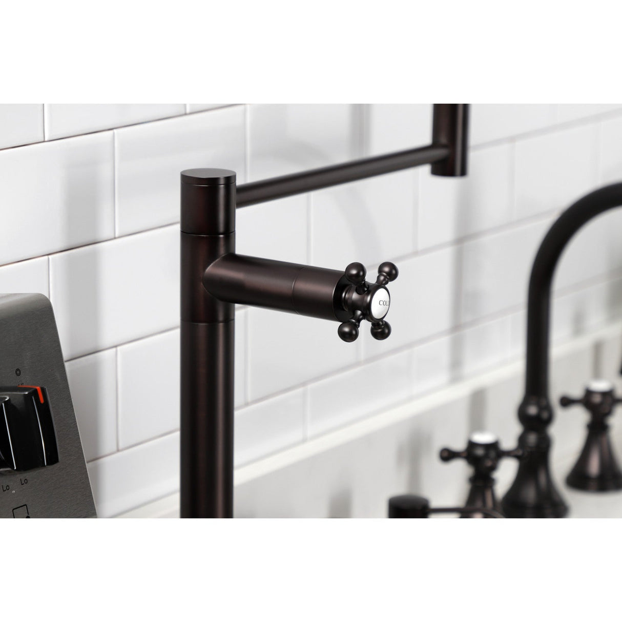 Metropolitan KS4705BX Single-Hole Deck Mount Pot Filler, Oil Rubbed Bronze