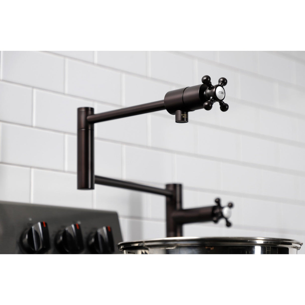 Metropolitan KS4705BX Single-Hole Deck Mount Pot Filler, Oil Rubbed Bronze