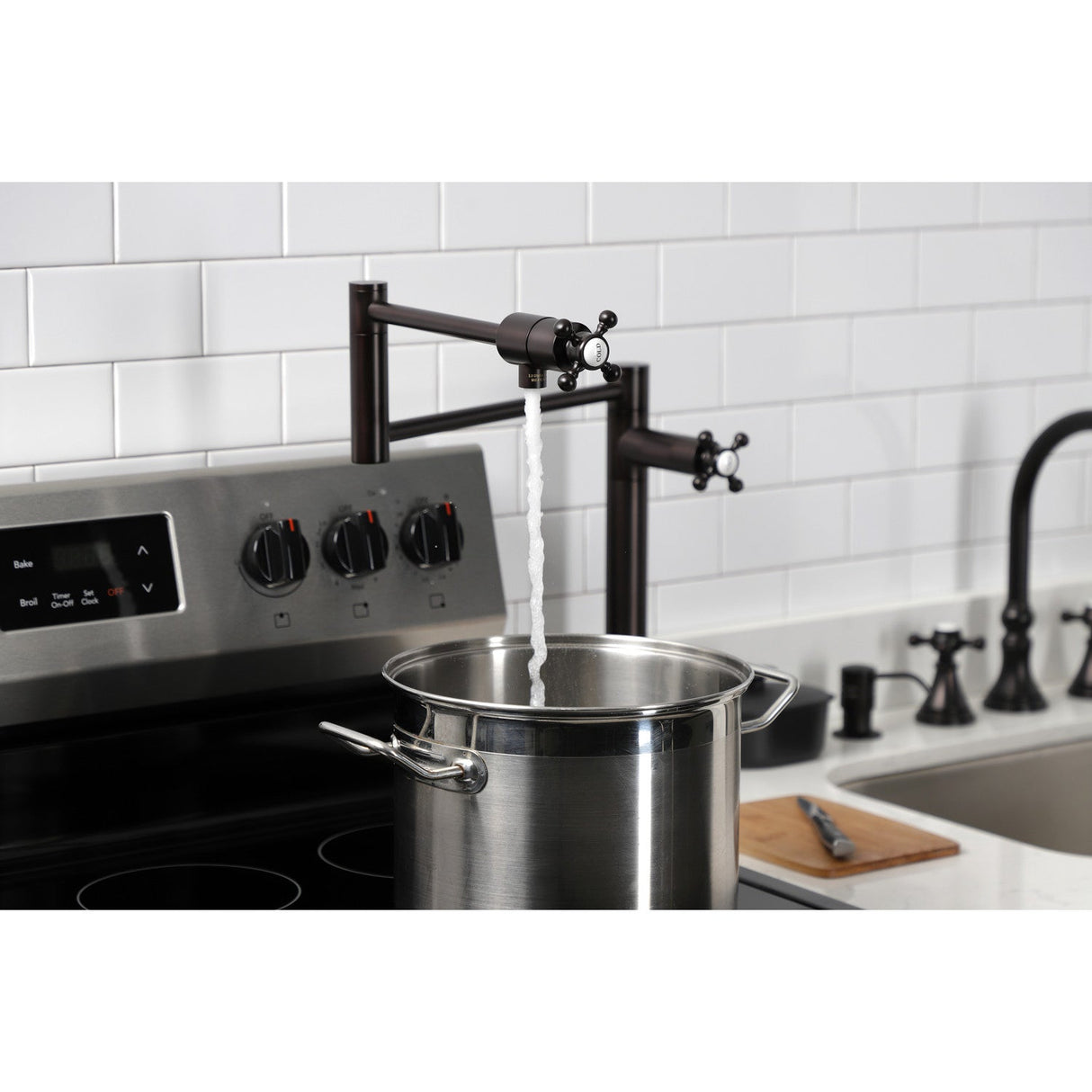 Metropolitan KS4705BX Single-Hole Deck Mount Pot Filler, Oil Rubbed Bronze