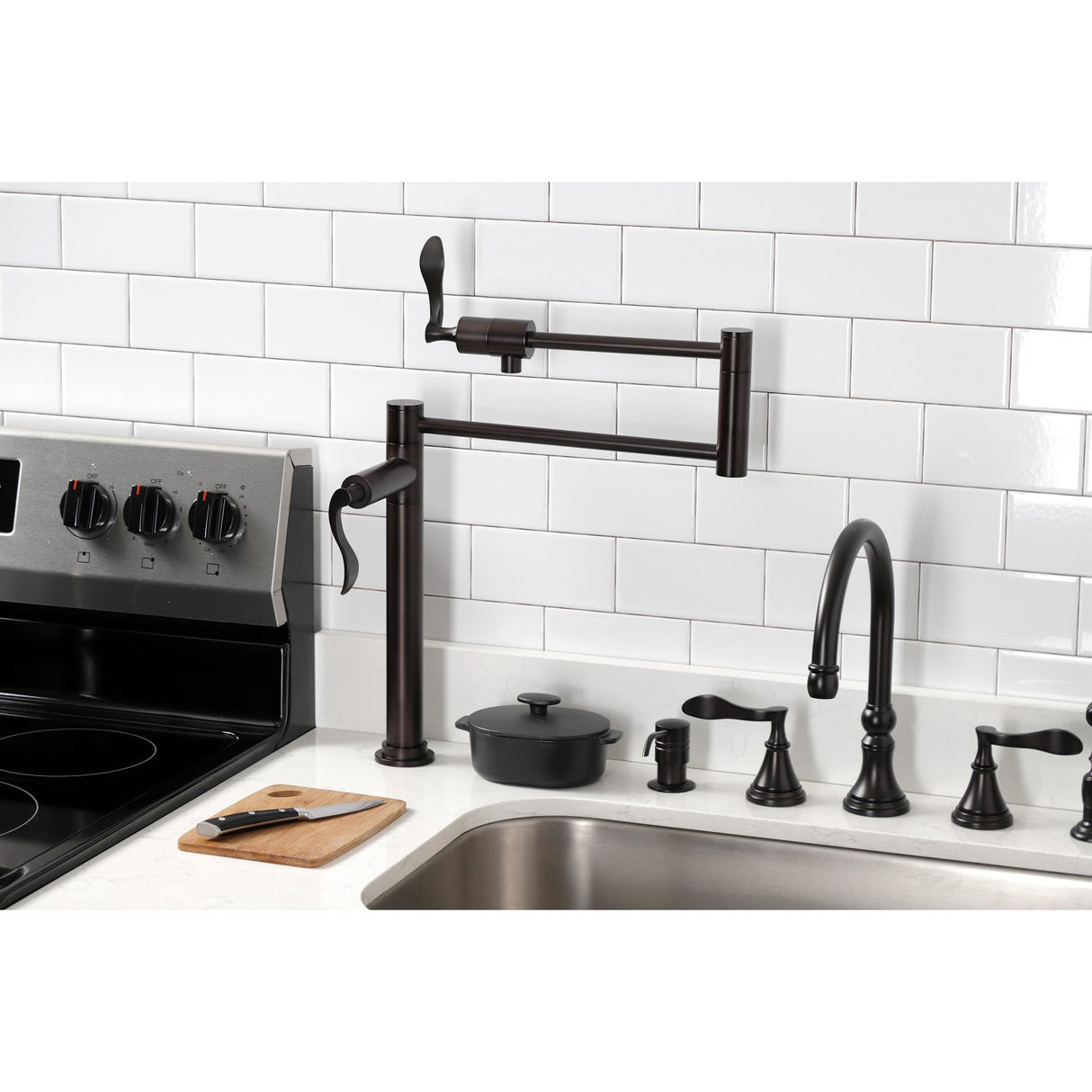 Century KS4705CFL Single-Hole Deck Mount Pot Filler, Oil Rubbed Bronze