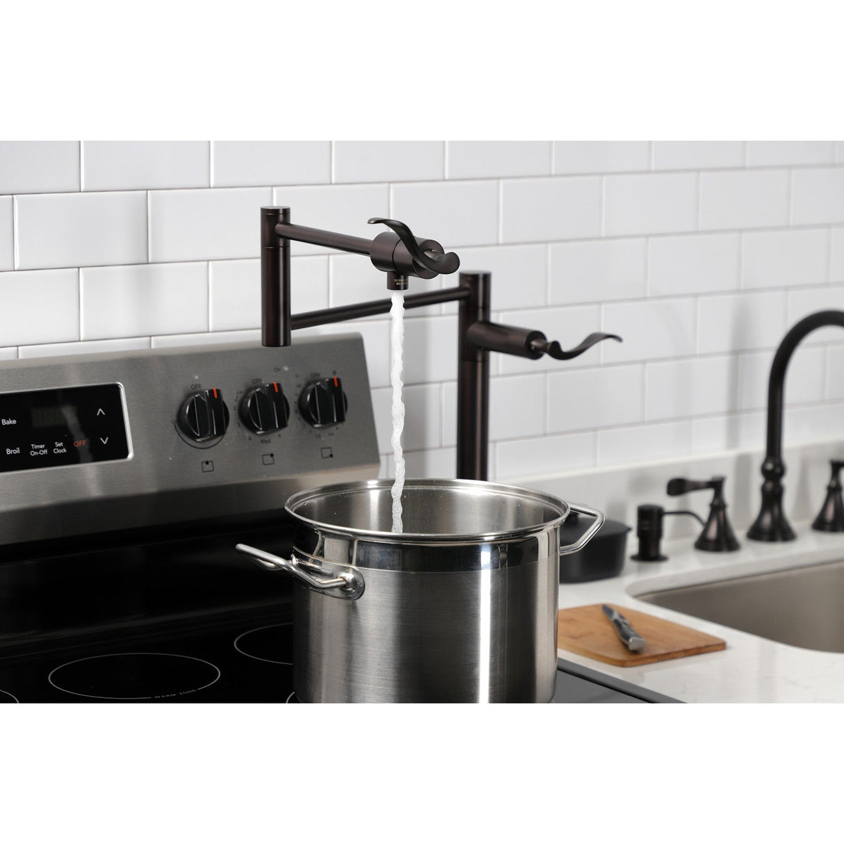 Century KS4705CFL Single-Hole Deck Mount Pot Filler, Oil Rubbed Bronze