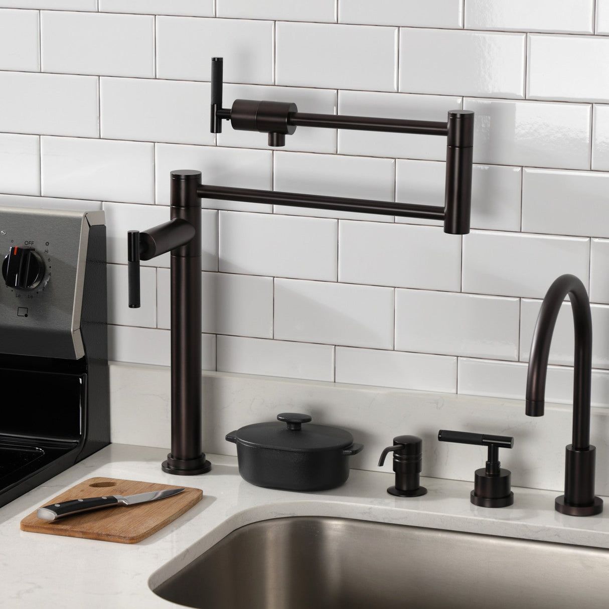 Kaiser KS4705CKL Single-Hole Deck Mount Pot Filler, Oil Rubbed Bronze