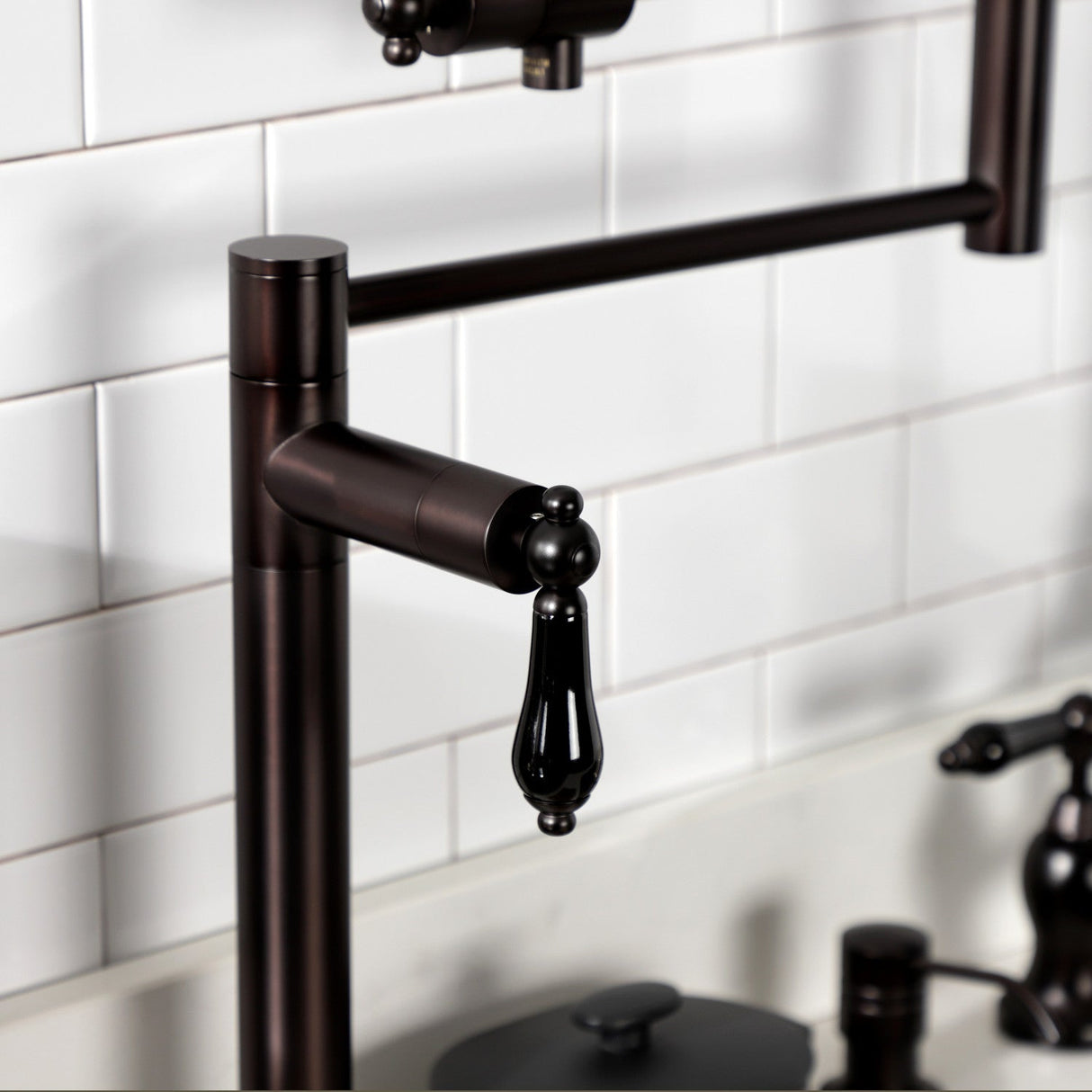 Duchess KS4705PKL Single-Hole Deck Mount Pot Filler, Oil Rubbed Bronze