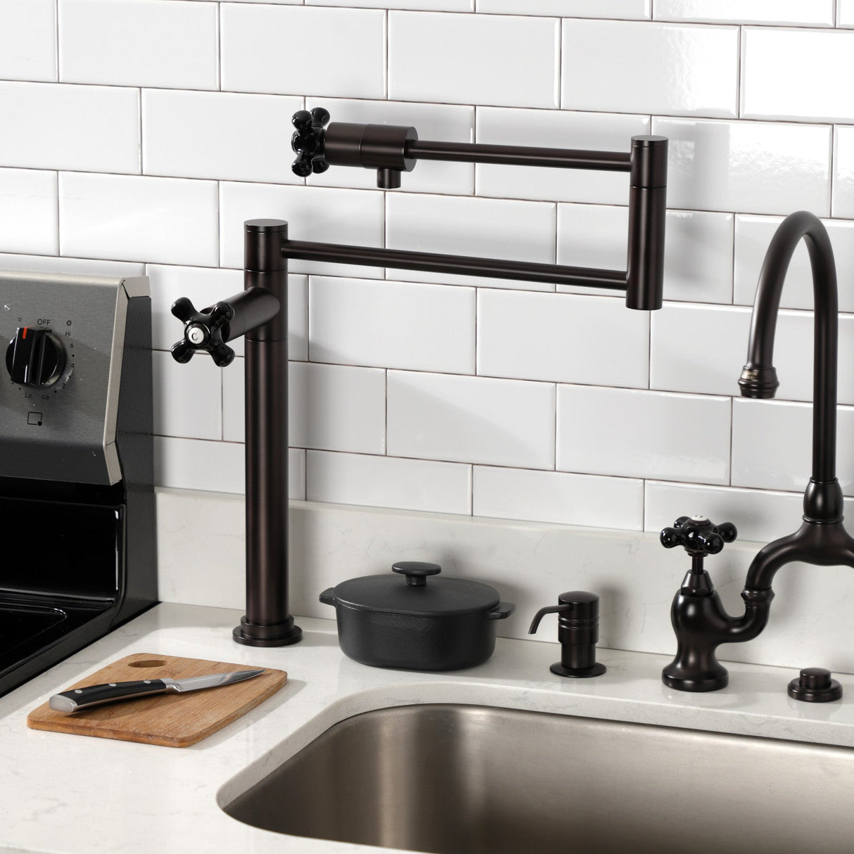 Duchess KS4705PKX Single-Hole Deck Mount Pot Filler, Oil Rubbed Bronze