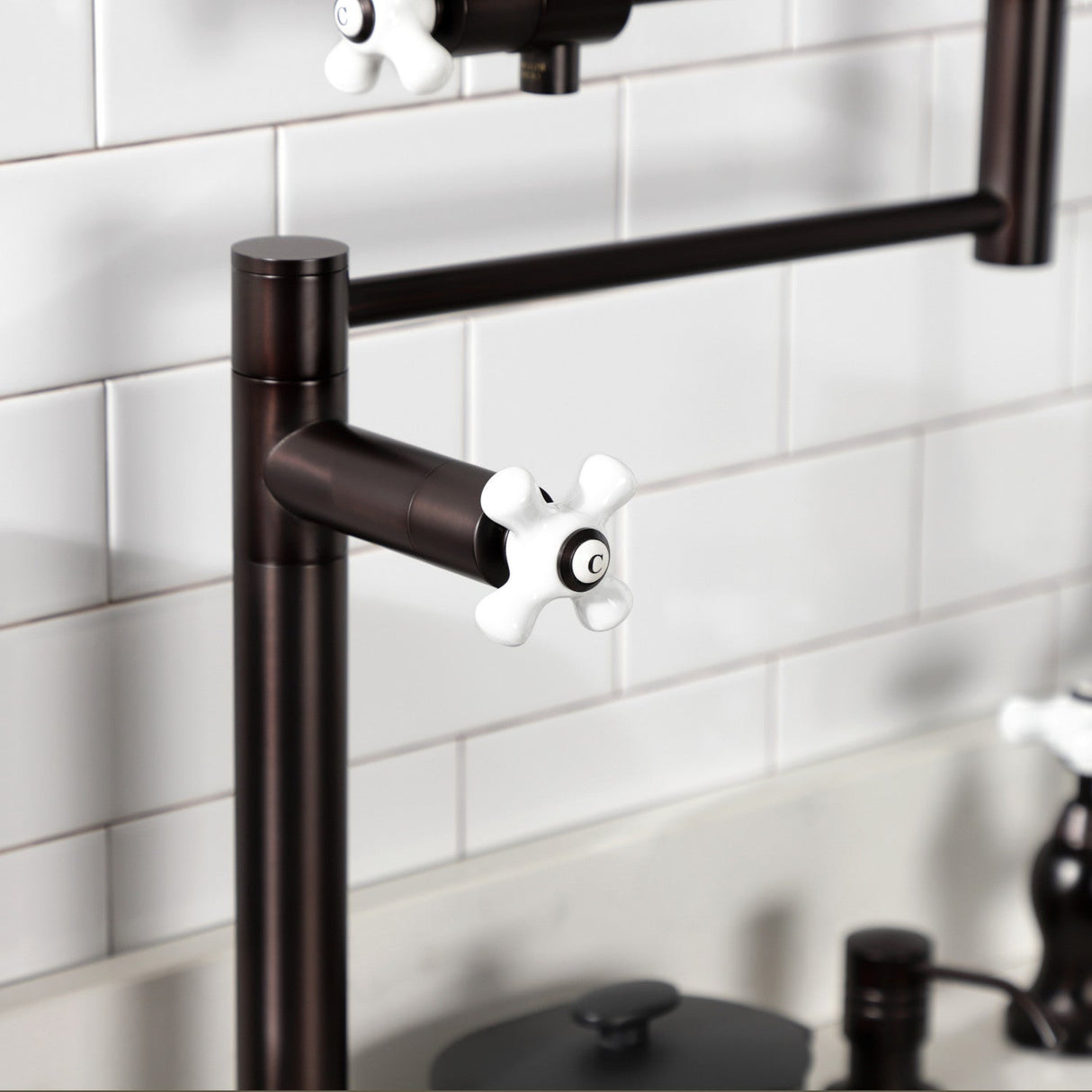 Metropolitan KS4705PX Single-Hole Deck Mount Pot Filler, Oil Rubbed Bronze