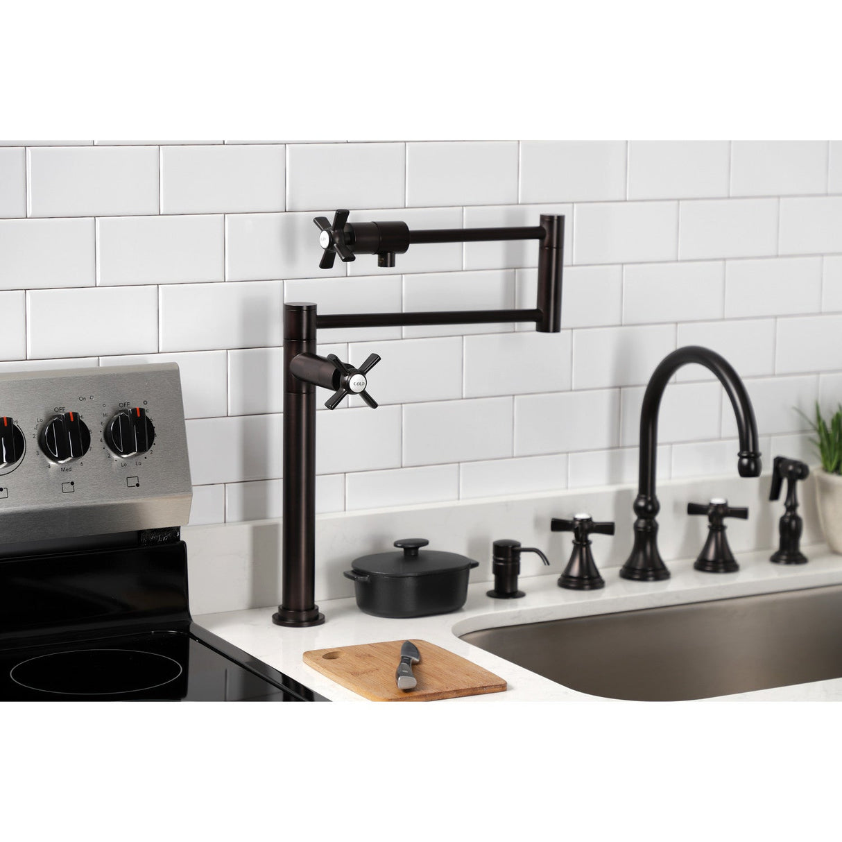 Millennium KS4705ZX Single-Hole Deck Mount Pot Filler, Oil Rubbed Bronze