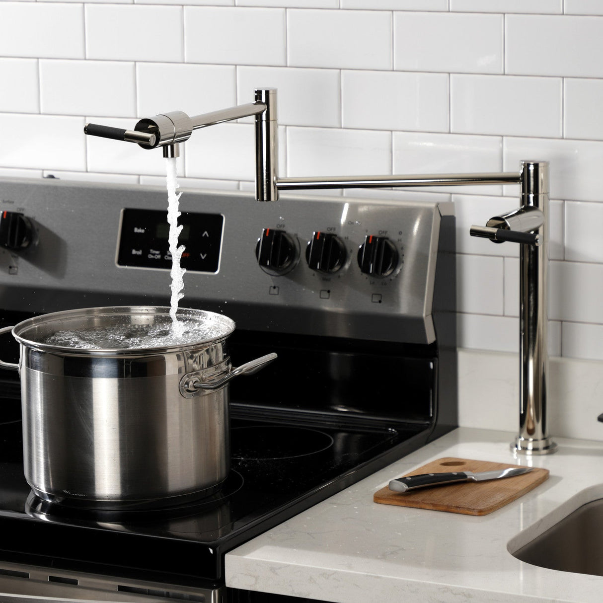 Kaiser KS4706CKL Single-Hole Deck Mount Pot Filler, Polished Nickel