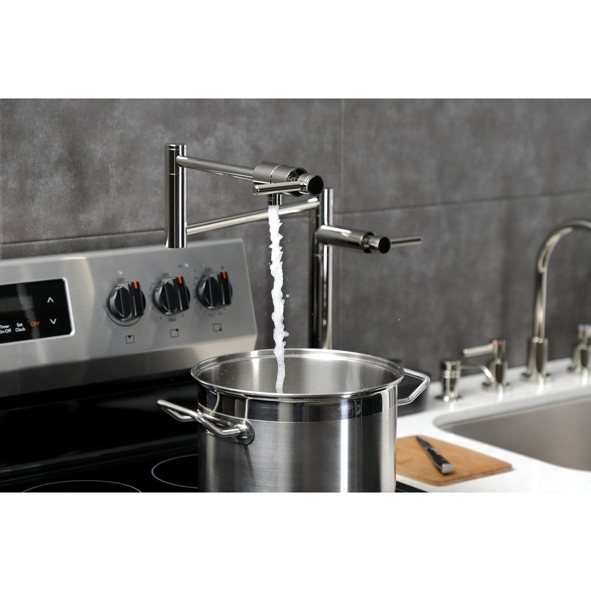 Concord KS4706DL Single-Hole Deck Mount Pot Filler, Polished Nickel