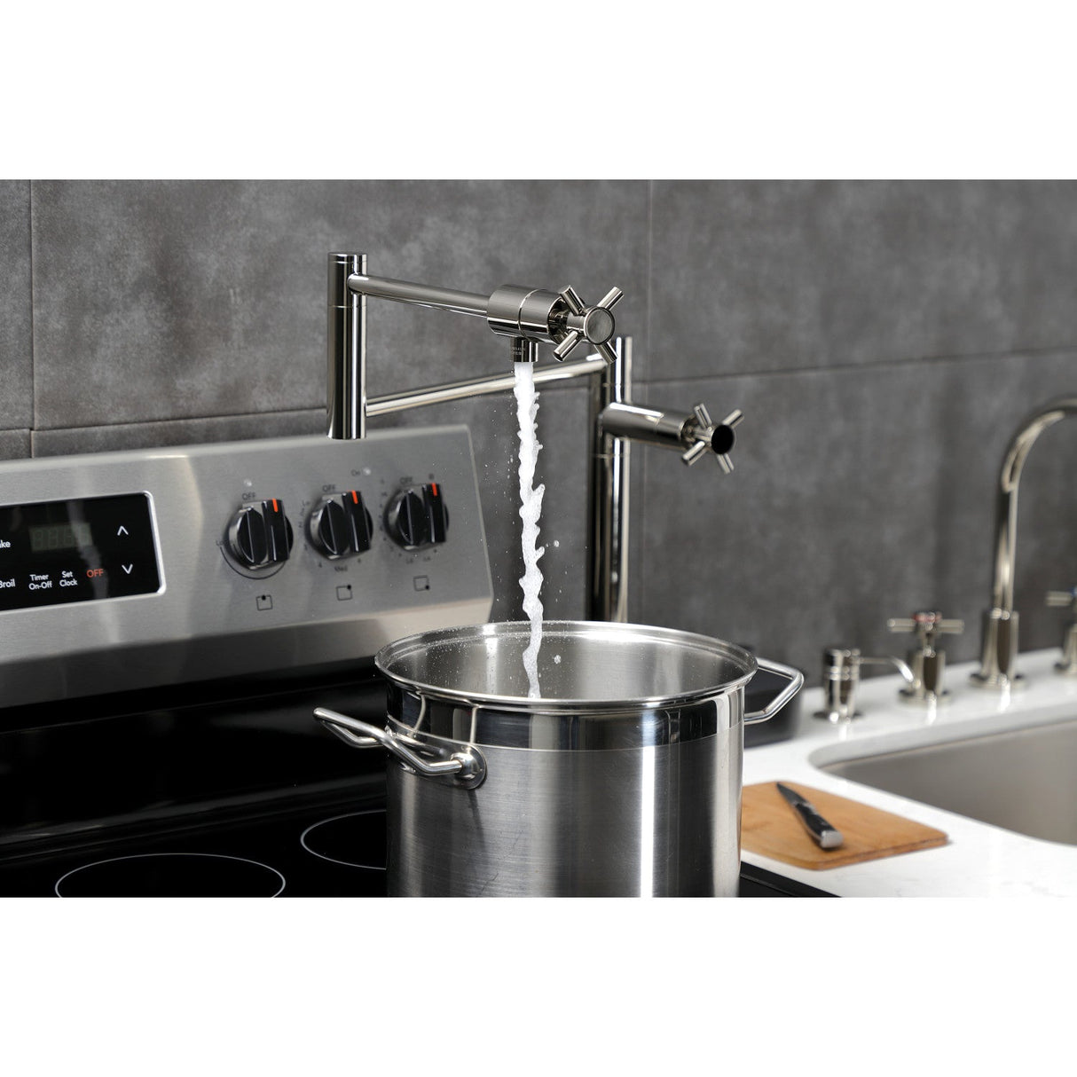 Concord KS4706DX Single-Hole Deck Mount Pot Filler, Polished Nickel