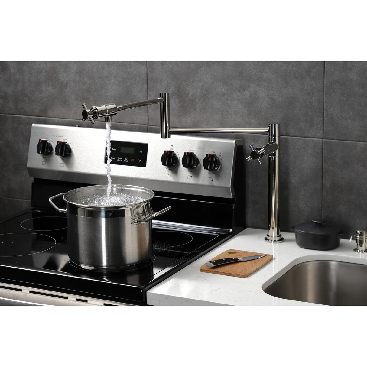 Concord KS4706DX Single-Hole Deck Mount Pot Filler, Polished Nickel