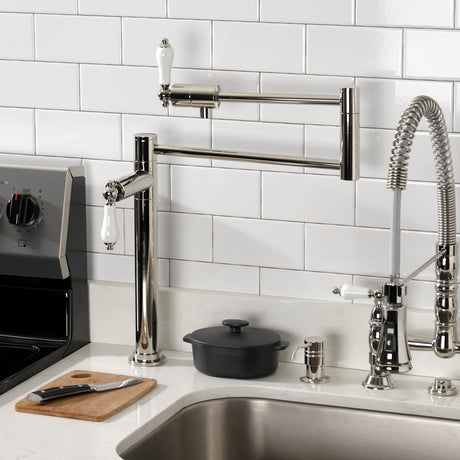 Metropolitan KS4706PL Single-Hole Deck Mount Pot Filler, Polished Nickel