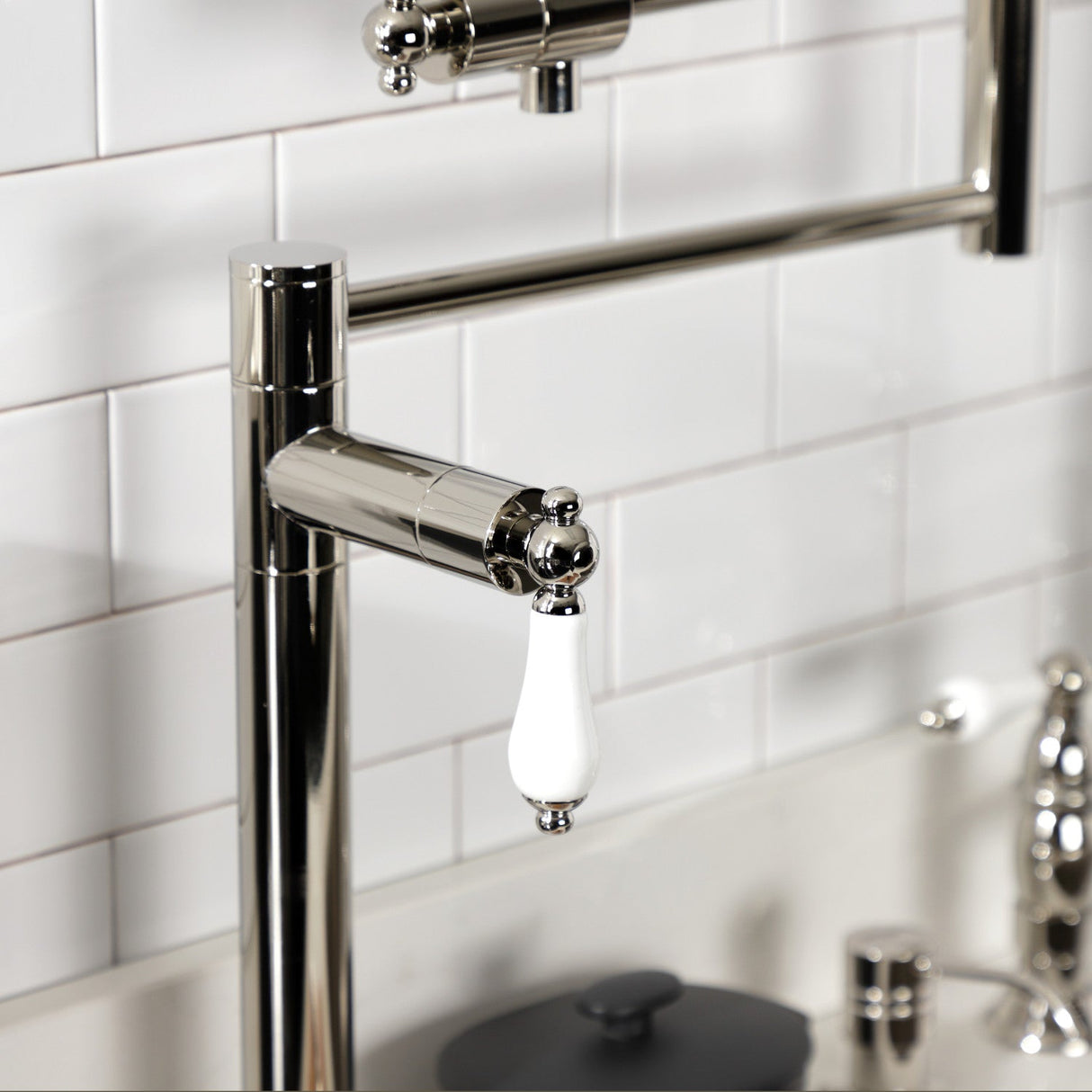 Metropolitan KS4706PL Single-Hole Deck Mount Pot Filler, Polished Nickel