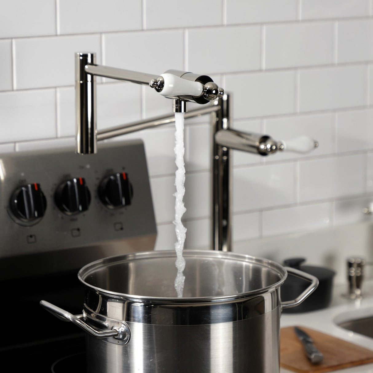 Metropolitan KS4706PL Single-Hole Deck Mount Pot Filler, Polished Nickel