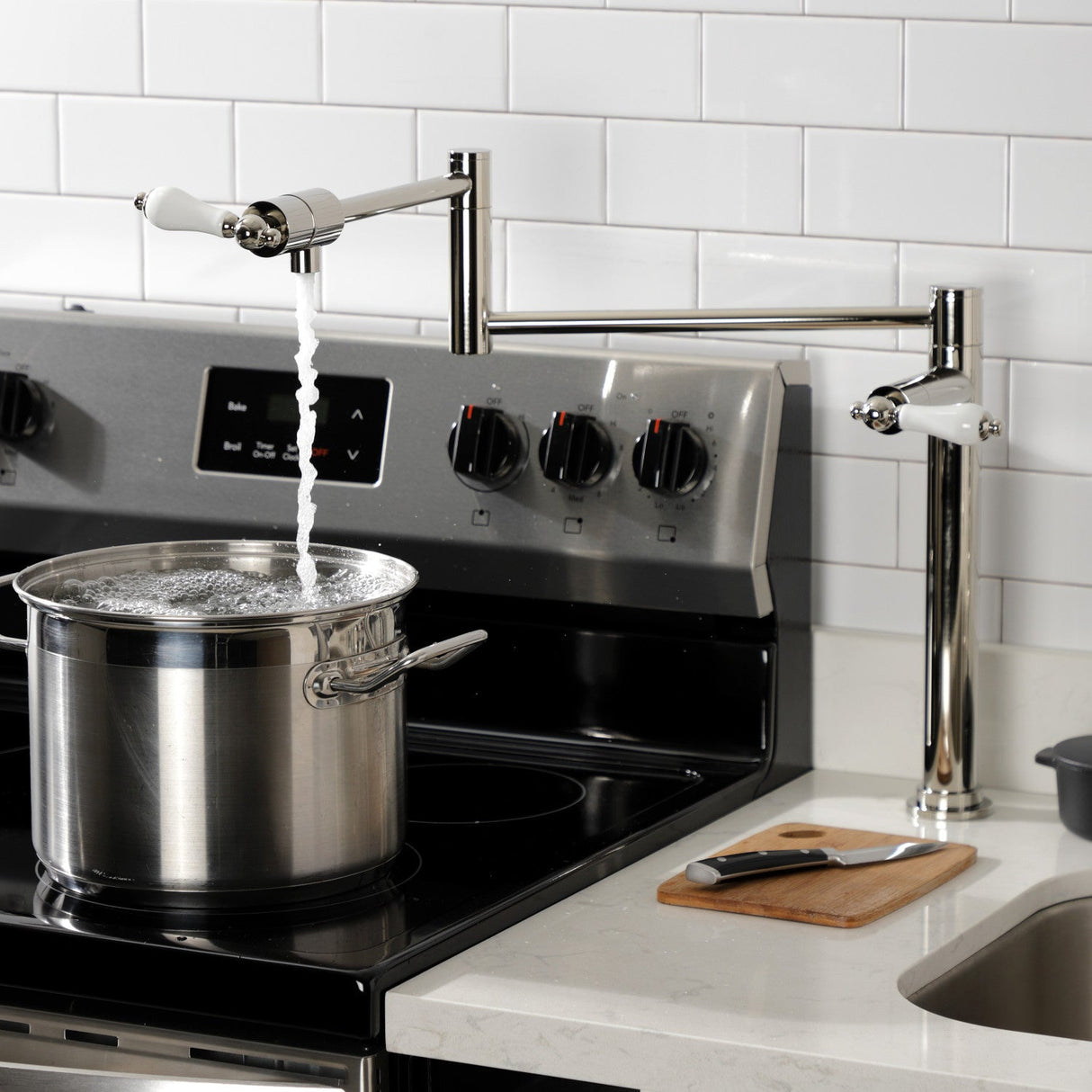 Metropolitan KS4706PL Single-Hole Deck Mount Pot Filler, Polished Nickel