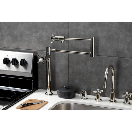 Millennium KS4706ZX Single-Hole Deck Mount Pot Filler, Polished Nickel