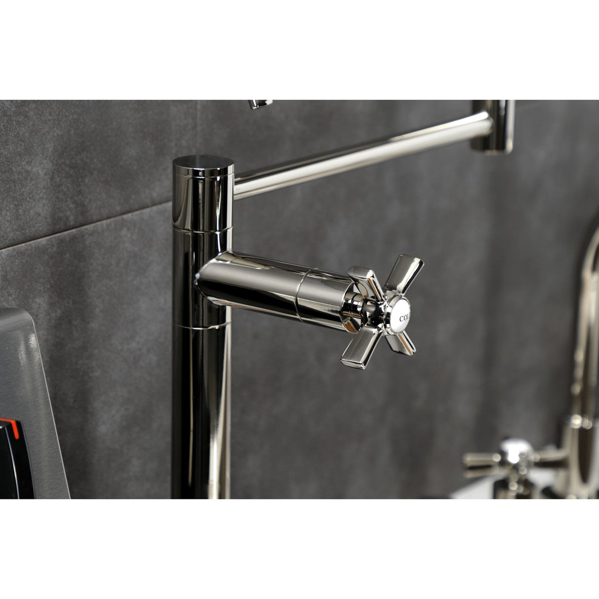 Millennium KS4706ZX Single-Hole Deck Mount Pot Filler, Polished Nickel
