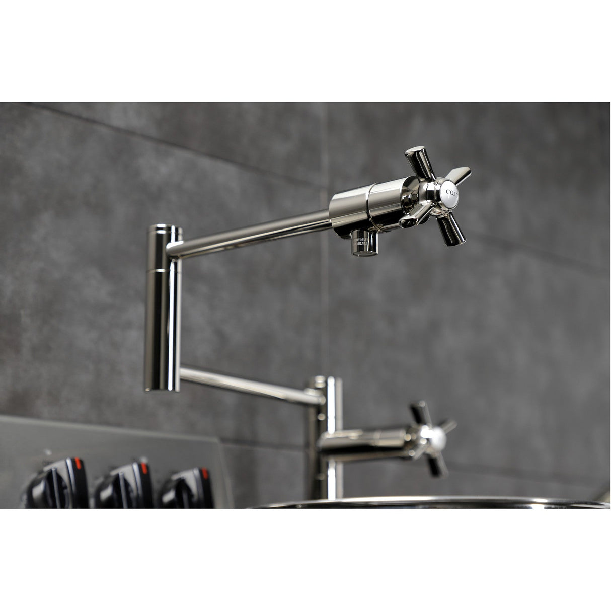 Millennium KS4706ZX Single-Hole Deck Mount Pot Filler, Polished Nickel