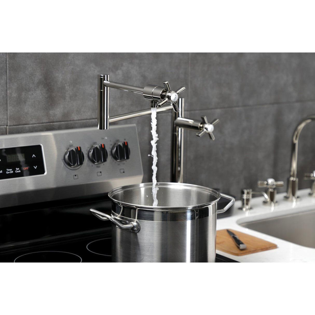 Millennium KS4706ZX Single-Hole Deck Mount Pot Filler, Polished Nickel