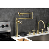 Essex KS4707BEX Single-Hole Deck Mount Pot Filler, Brushed Brass