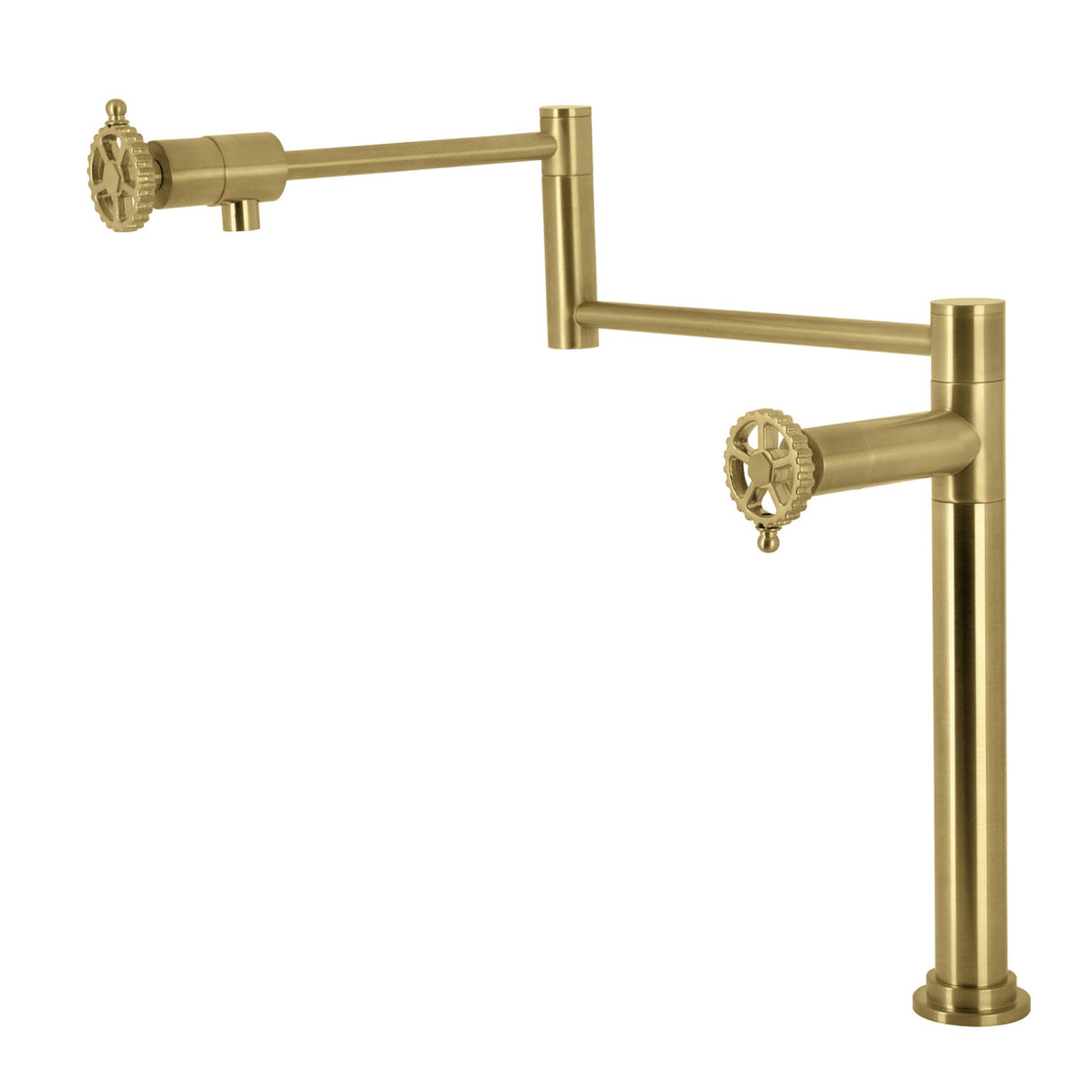 Fuller KS4707CG Two-Handle Deck Mount Pot Filler, Brushed Brass