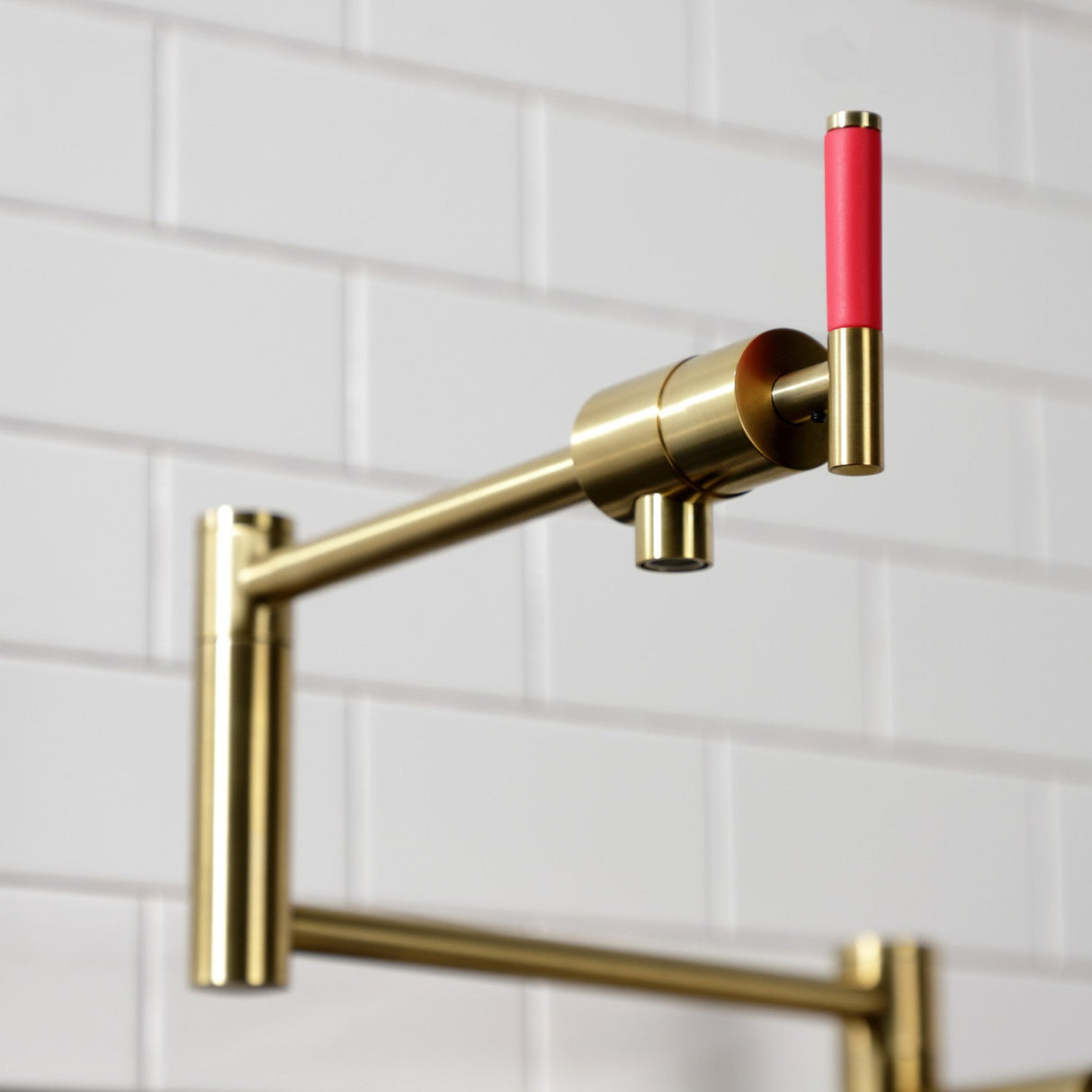 Kaiser KS4707CKL Single-Hole Deck Mount Pot Filler, Brushed Brass