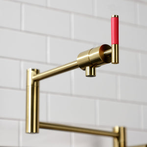Kaiser KS4707CKL Single-Hole Deck Mount Pot Filler, Brushed Brass