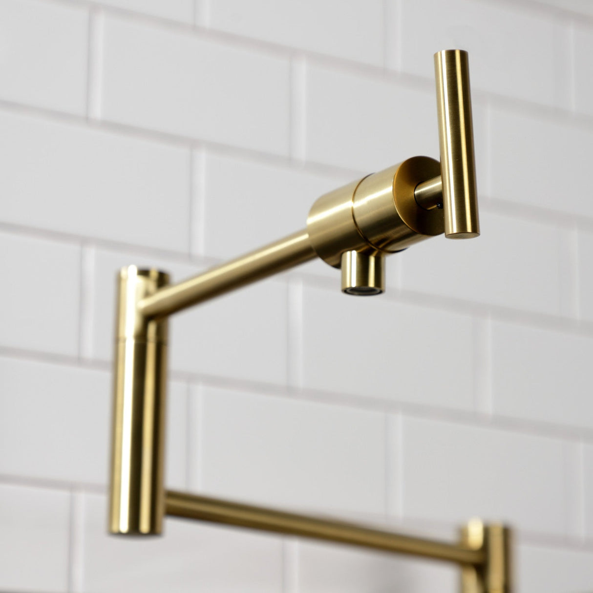 Manhattan KS4707CML Single-Hole Deck Mount Pot Filler, Brushed Brass