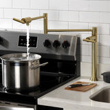 Manhattan KS4707CML Single-Hole Deck Mount Pot Filler, Brushed Brass