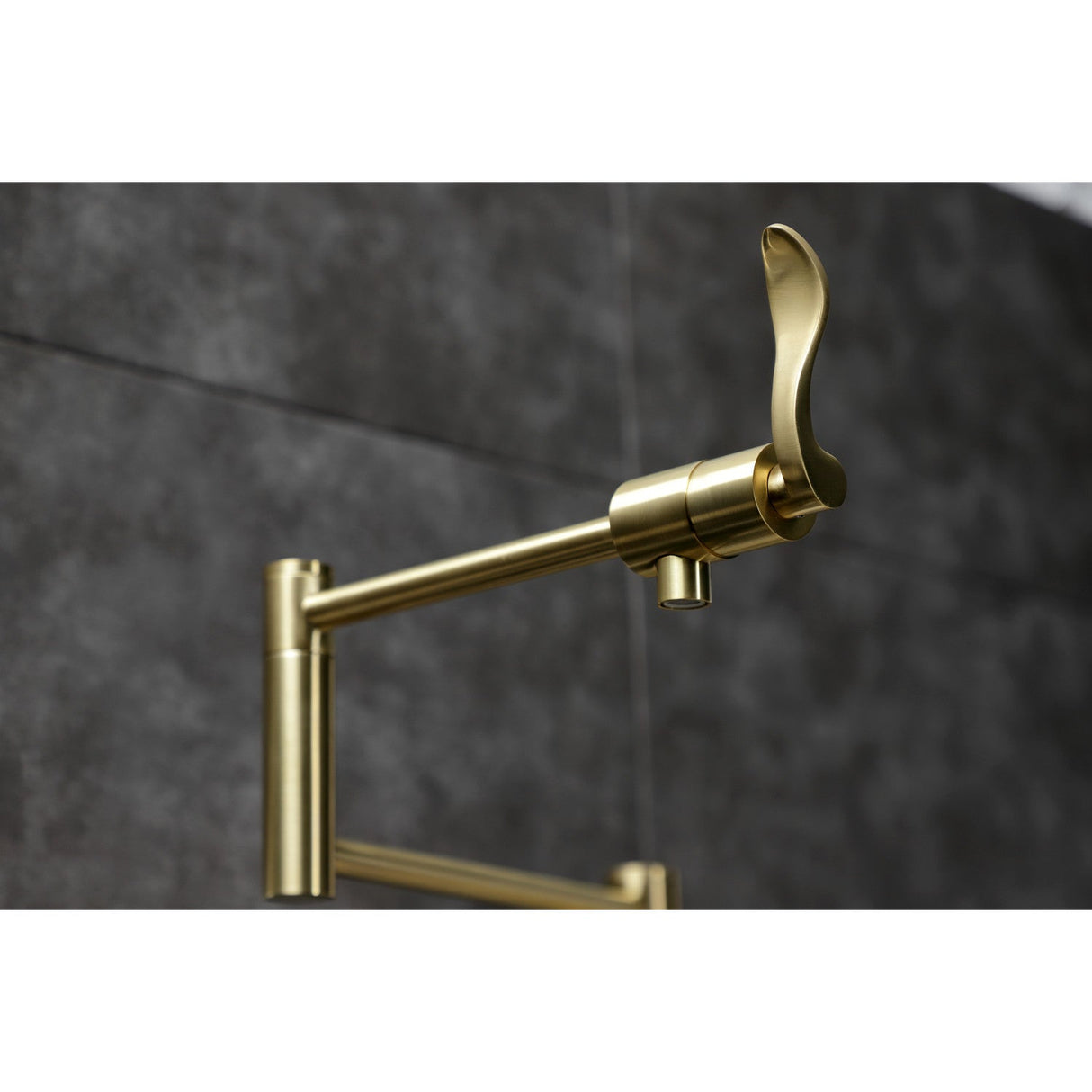 NuWave KS4707DFL Single-Hole Deck Mount Pot Filler, Brushed Brass