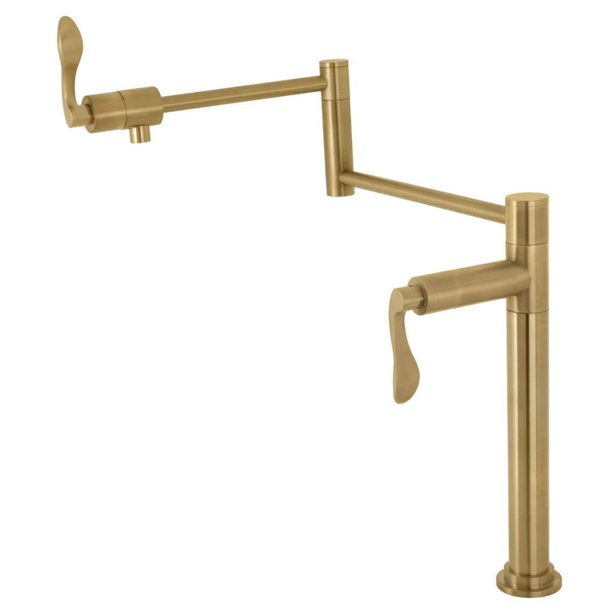 NuWave KS4707DFL Single-Hole Deck Mount Pot Filler, Brushed Brass