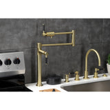 Kaiser KS4707DKL Single-Hole Deck Mount Pot Filler, Brushed Brass