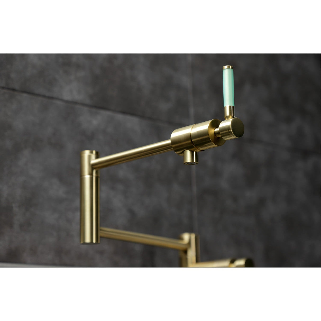 Kaiser KS4707DKL Single-Hole Deck Mount Pot Filler, Brushed Brass