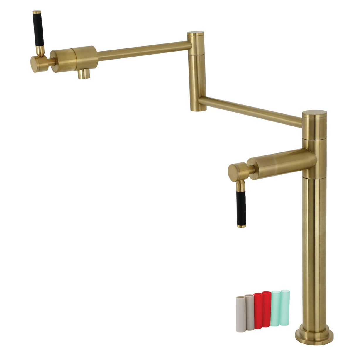 Kaiser KS4707DKL Single-Hole Deck Mount Pot Filler, Brushed Brass