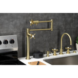 Millennium KS4707ZX Single-Hole Deck Mount Pot Filler, Brushed Brass