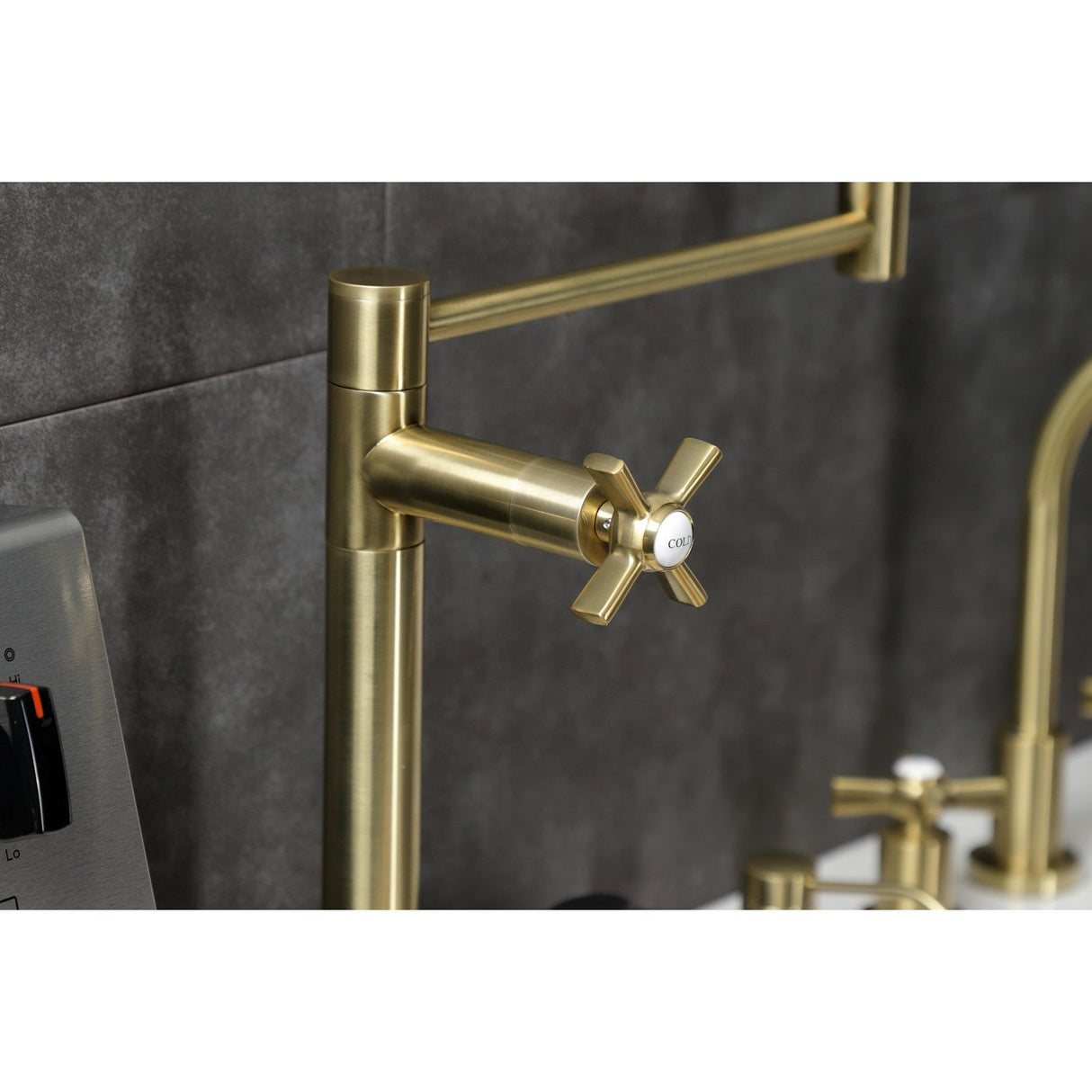 Millennium KS4707ZX Single-Hole Deck Mount Pot Filler, Brushed Brass