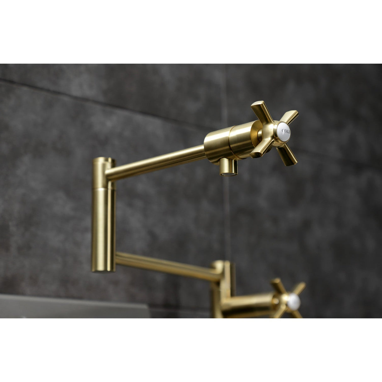 Millennium KS4707ZX Single-Hole Deck Mount Pot Filler, Brushed Brass