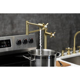 Millennium KS4707ZX Single-Hole Deck Mount Pot Filler, Brushed Brass