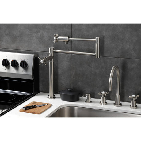 Essex KS4708BEX Single-Hole Deck Mount Pot Filler, Brushed Nickel