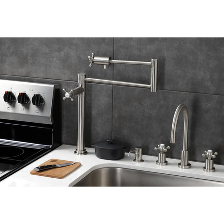 Metropolitan KS4708BX Single-Hole Deck Mount Pot Filler, Brushed Nickel