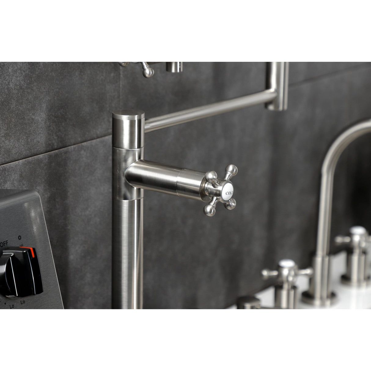 Metropolitan KS4708BX Single-Hole Deck Mount Pot Filler, Brushed Nickel