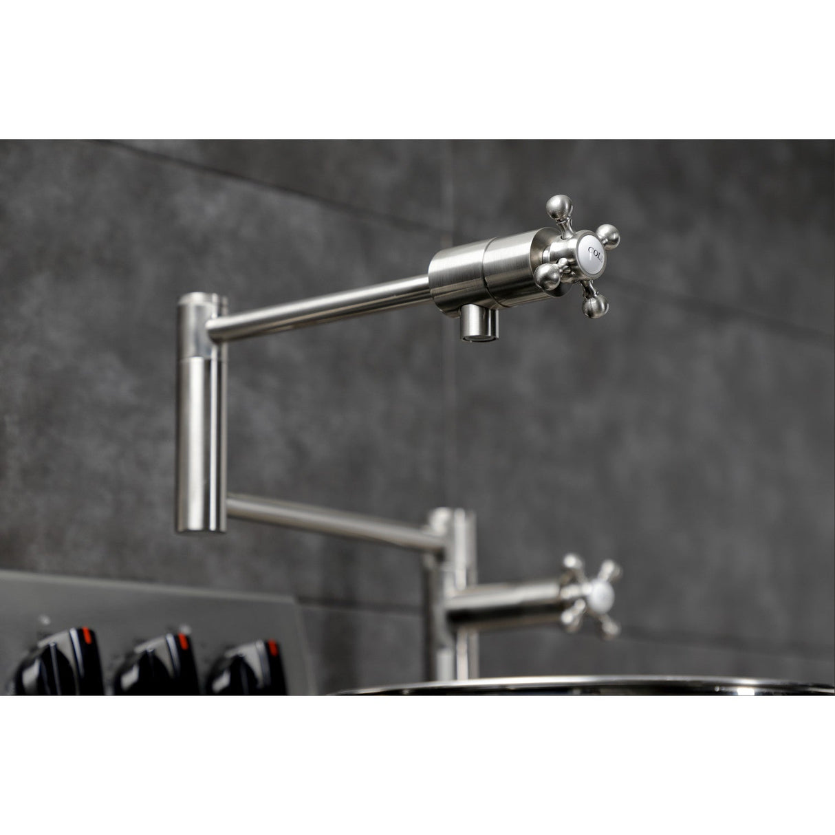 Metropolitan KS4708BX Single-Hole Deck Mount Pot Filler, Brushed Nickel