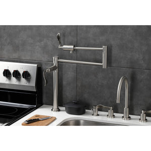 Century KS4708CFL Single-Hole Deck Mount Pot Filler, Brushed Nickel