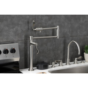 Century KS4708CFL Single-Hole Deck Mount Pot Filler, Brushed Nickel