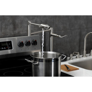 Century KS4708CFL Single-Hole Deck Mount Pot Filler, Brushed Nickel